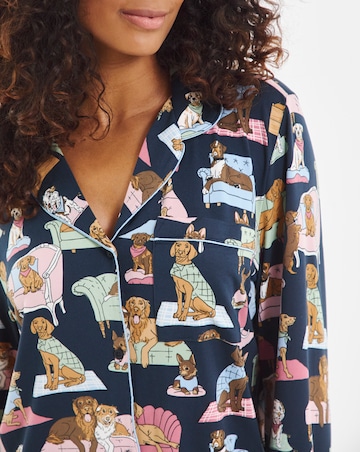 Chelsea Peers Jersey Lounging Dogs Print Pyjama Set