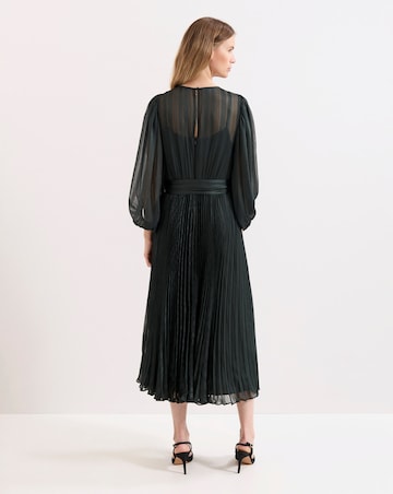 Phase Eight Lucie Green Striped Pleat Dress