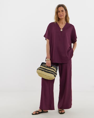 Linen Mix Wide Leg Trousers