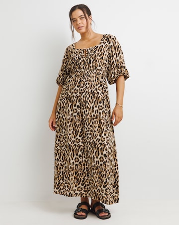 Simply Be Leopard Crinkle Goddess Midi Dress
