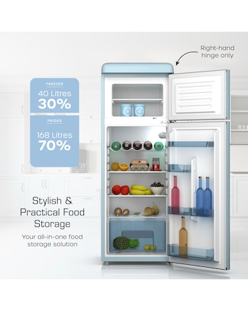 Swan SR11010BLNE Retro 30/70 Top Mounted Fridge Freezer - Blue