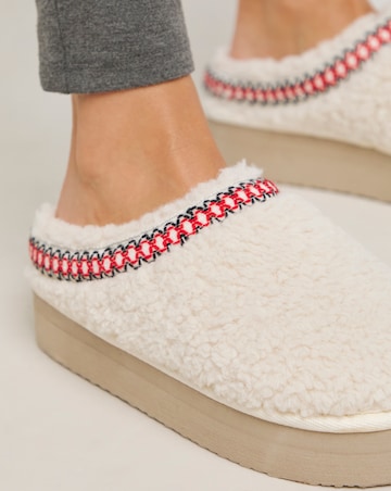 Elvira Borg Stitch Detail Flatform Slippers Wide E Fit