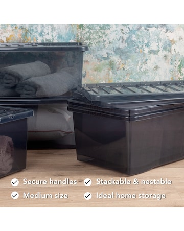 Wham Crystal 45L Grey Box And Lid 5pk