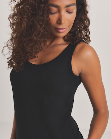 Pretty Secrets (2 Pack) Thermal Vest Tops Black/Oatmeal