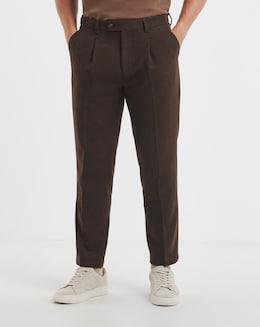 Tweed Pleat Front Tapered Trouser