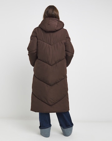Chocolate Longline Duvet Padded Coat