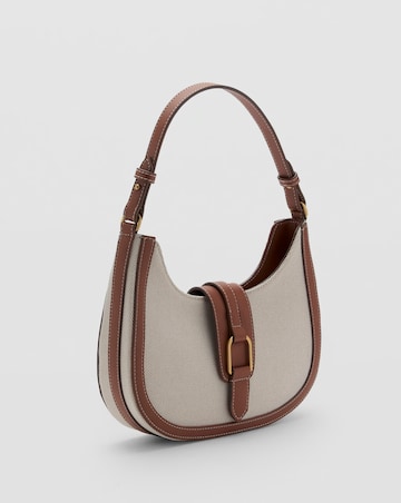 Mango Canvas & PU Shoulder Bag