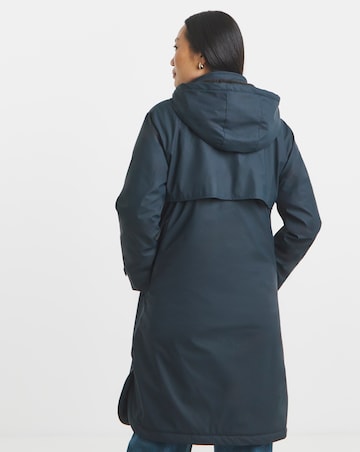 Navy Fleece Lined Rubberised Raincoat