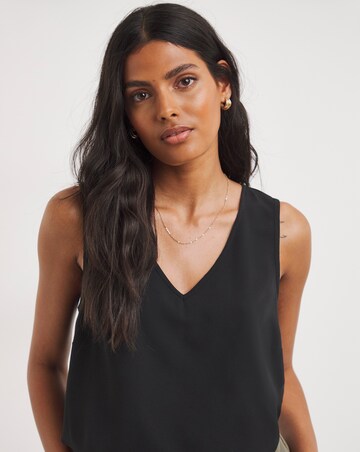 Black 2 Pack V Neck Woven Vests