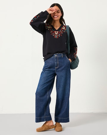 FatFace Embroidered V Neck Jumper