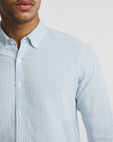 Sky Blue Long Sleeve Stripe Oxford Shirt