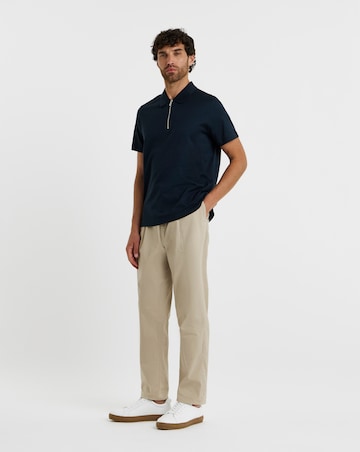 Folio Mercerised Supima Zip Polo-Navy