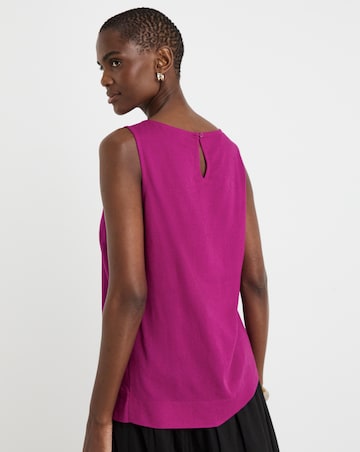 Slash Neck Linen Mix Shell Top