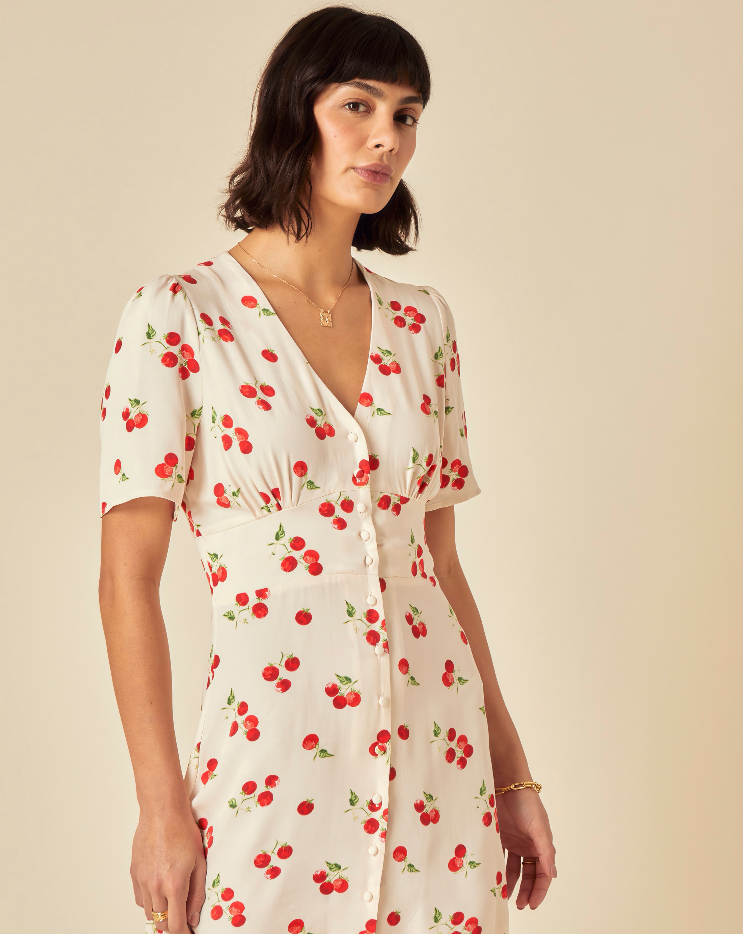 Nobody's Child Alexa Mini Dress White Tomato Print | JD Williams
