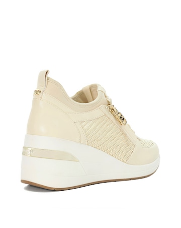 Dune Natural Eilin Wedge Lace-Up Trainers