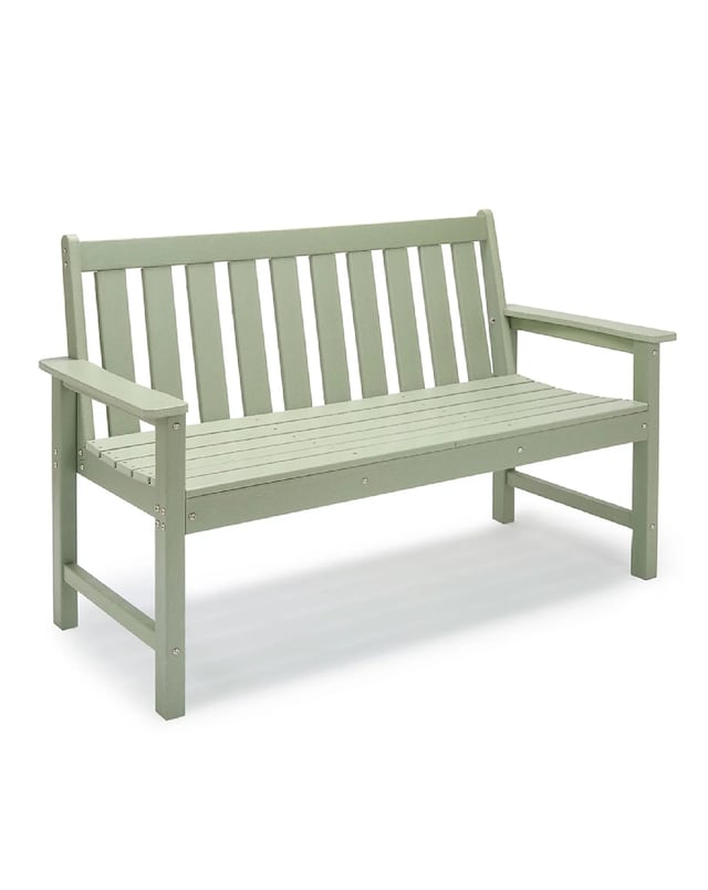 VonHaus Westport Green Wooden Garden Bench - 2 Seater