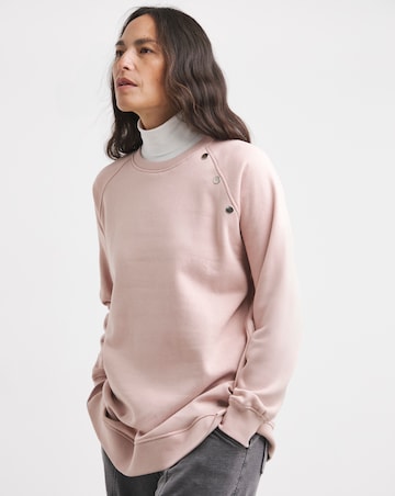 Crew Neck Popper Shoulder Longline Sweatshirt