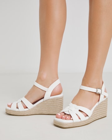 Decadence Woven Raffia Wedge Sandals Extra Wide EEE Fit