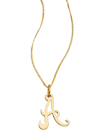 9 Carat Gold Initial Necklace - 16inch Chain