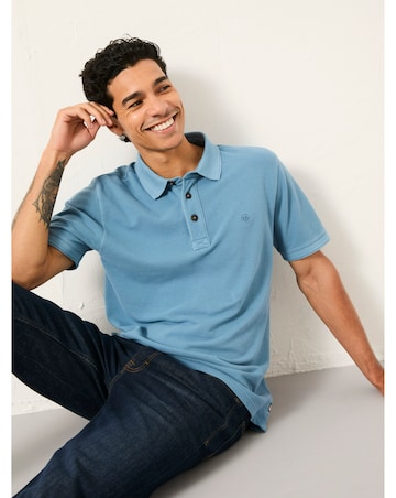 FatFace Short Sleeve Pique Polo (Regular & Tall) - Blue