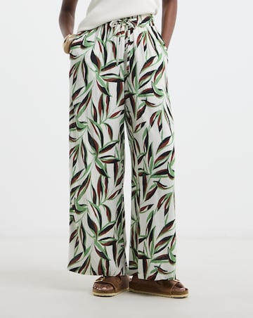 Printed Crinkle Wide Leg Trouser