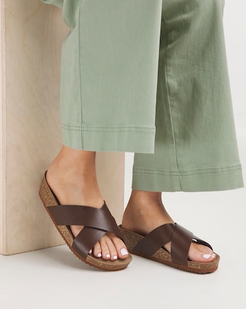 Rena Leather Crossover Footbed Mule - Wide Fit (E)