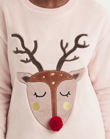 Pretty Secrets Reindeer Giftable Fleece Pyjama Set & Hot Water Bottle