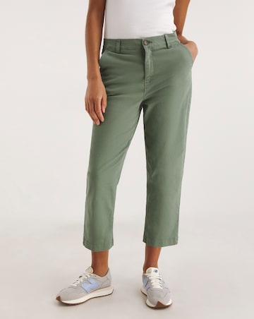 Khaki Stretch Chino Cropped Trousers