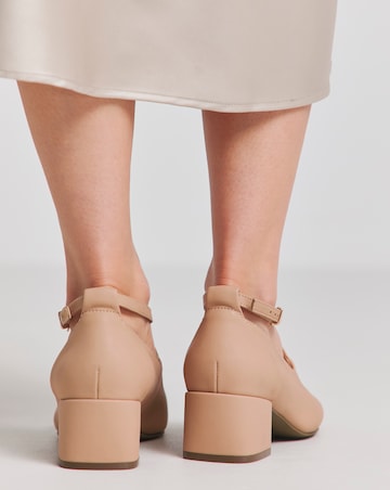 Heavenly Soles Adele Block Heel Cross Strap Mary Jane - Wide Fit (E)