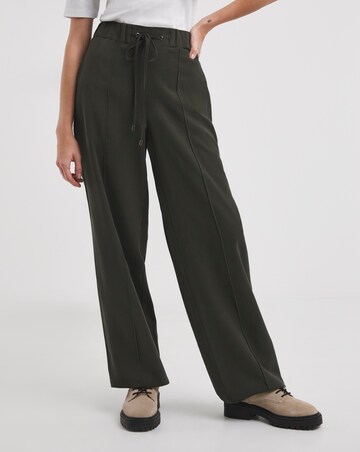 Olive Twill Wide Leg Trouser