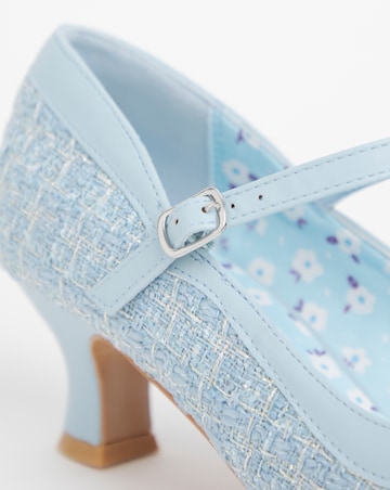 Joe Browns Blue Heeled Tweed Mary Jane -Wide Fit (E)