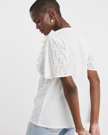 Pure Cotton Broderie Frill Jersey Back Top