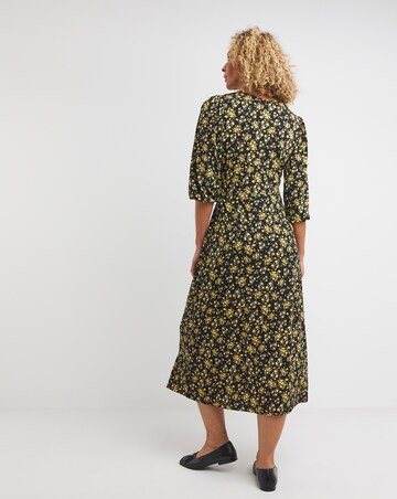 Ruched Front Jersey Midi Dress