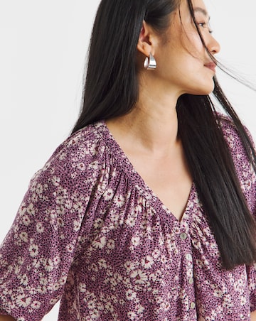 Collarless Button Through Blouse