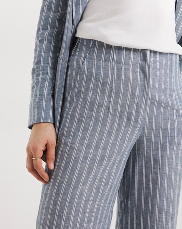 Blue Stripe Linen Straight Leg Culotte