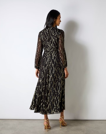 Ro&Zo Gold Foil V-Neck Midaxi Dress