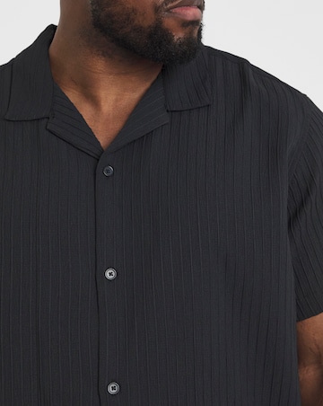 Jack & Jones Textured Shirt & Short Set - Black