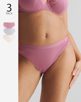 Pretty Secrets (3 Pack) Harper Lace Rib Midi Brazilian Knickers