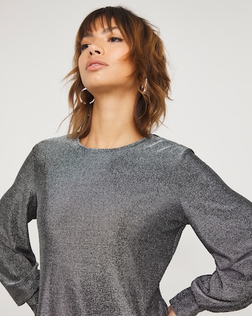 Silver Long Sleeve Cut Out Back Detail Top