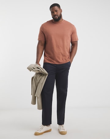 Linen Blend Relaxed Fit T-Shirt- Rust