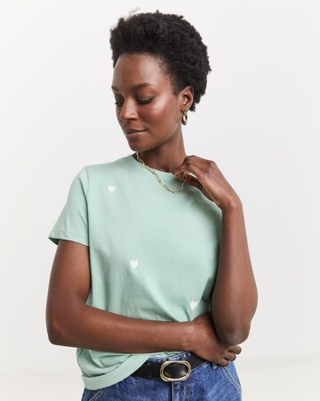 Pure Cotton Heart Embriodered T-Shirt