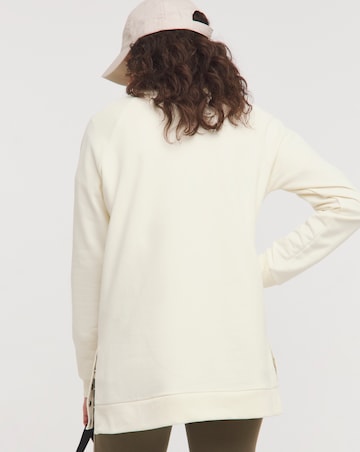 Crew Neck Popper Side Longline Sweatshirt