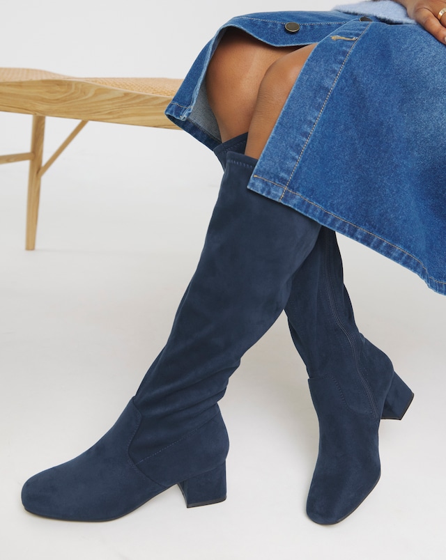 Claudia Block Heel Knee High Boots - Wide Fit (E) & Super Curvy/Curvy Plus Calf