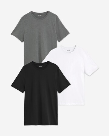 3 Pack T-Shirts Long Length- Black/Charcoal/White
