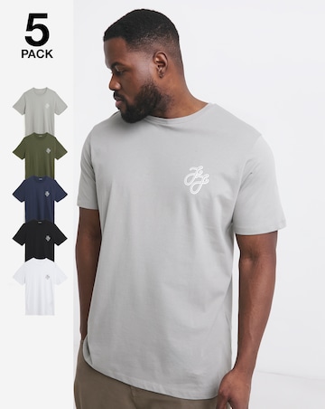 Jack & Jones JJ Logo T-Shirt 5 Pack - Multi