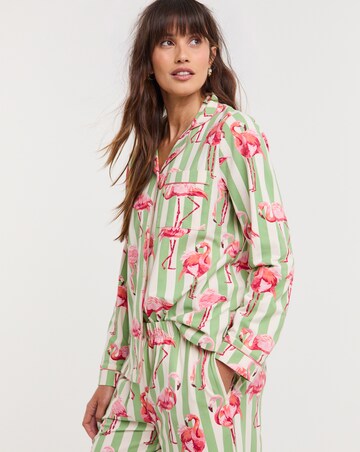 Chelsea Peers Cotton Jersey Flamingo Stripe Pyjama Set