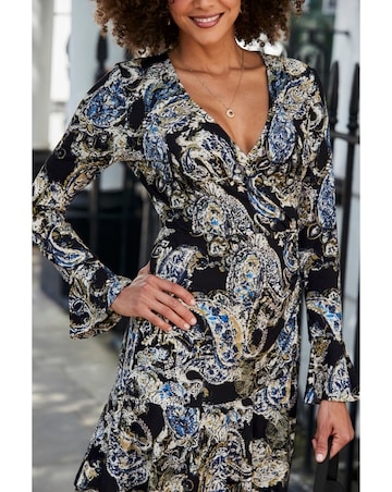 Sosandar Black Paisley Mini Dress