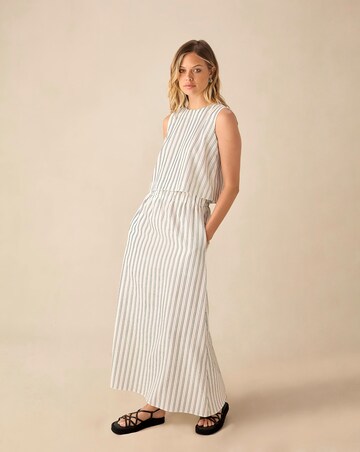 Ro&Zo Ivory Stripe Linen Skirt