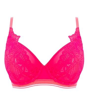 Figleaves Harper Geometric Lace Full Cup Underwired Bra B-G - Neon Pink
