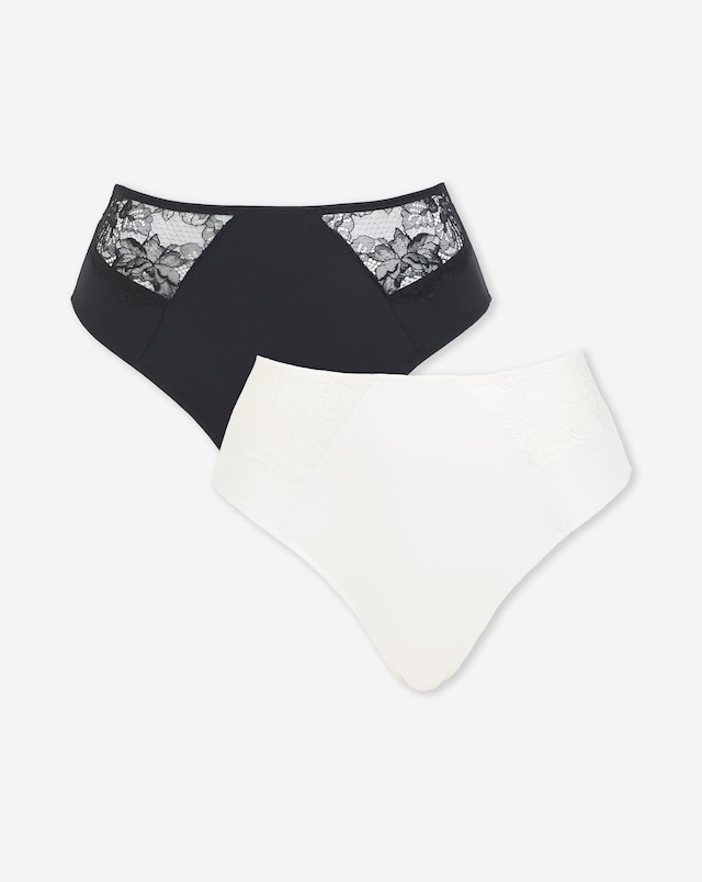 Pretty Secrets (2 Pack) New Ella Full Knickers Black/White
